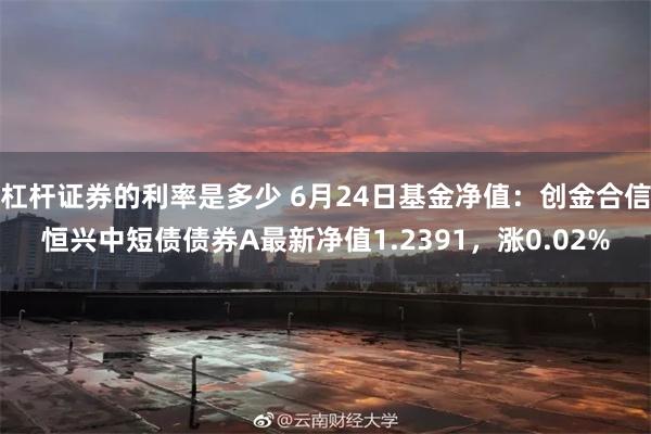 杠杆证券的利率是多少 6月24日基金净值：创金合信恒兴中短债债券A最新净值1.2391，涨0.02%