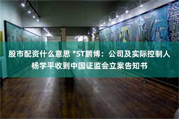 股市配资什么意思 *ST鹏博：公司及实际控制人杨学平收到中国证监会立案告知书