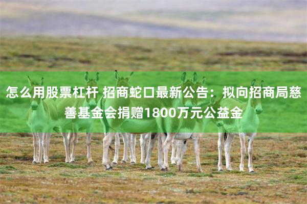 怎么用股票杠杆 招商蛇口最新公告：拟向招商局慈善基金会捐赠1800万元公益金